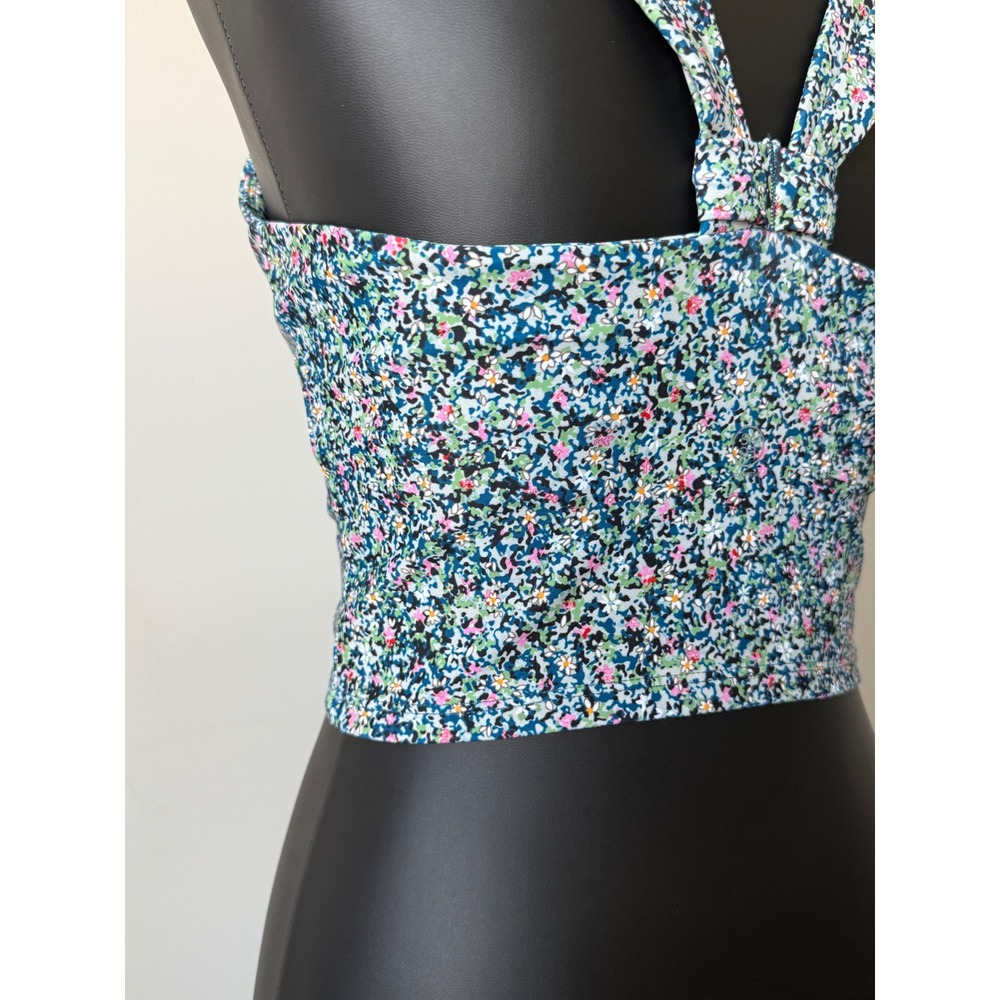Sage Collective Floral Activewear Set Bra and Biker Shorts Blue Pink Size Medium - Picture 4 of 10